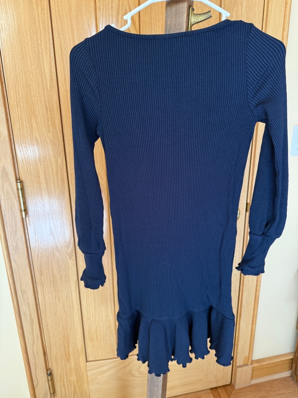Amour Vert Navy Ribbed Knit Ruffle-Hem Dress - Picture 4 of 4